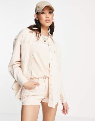 Levi's Levis Fresh co-ord cotton jadon denim shirt in peach - BEIGE-Neutral