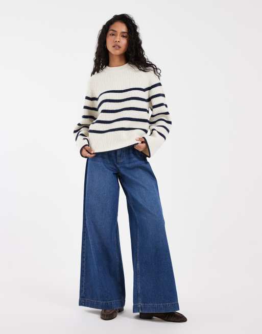 Levi's frida gestreifter Strickpullover in Ecru, 2 von 4