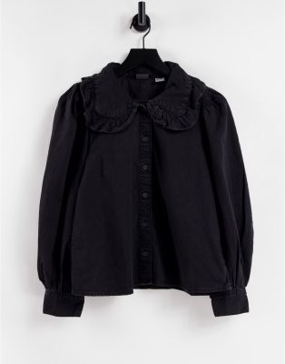 Levi's Frill Collar Denim Shirt In Black ModeSens