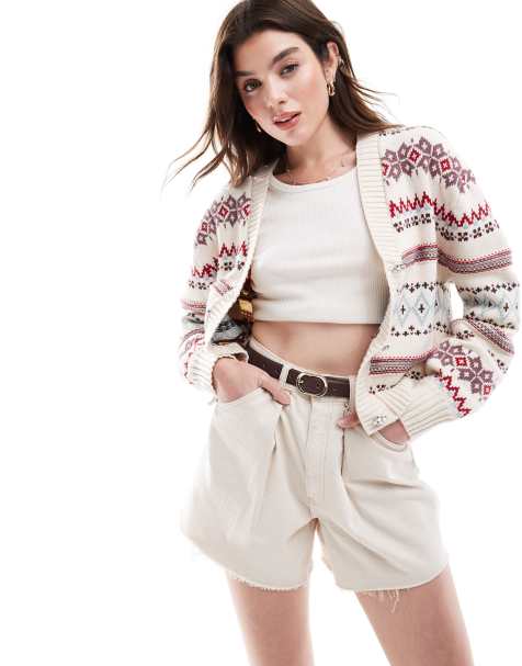 Levi's Gala fair isle knit cardigan in beige - view 1