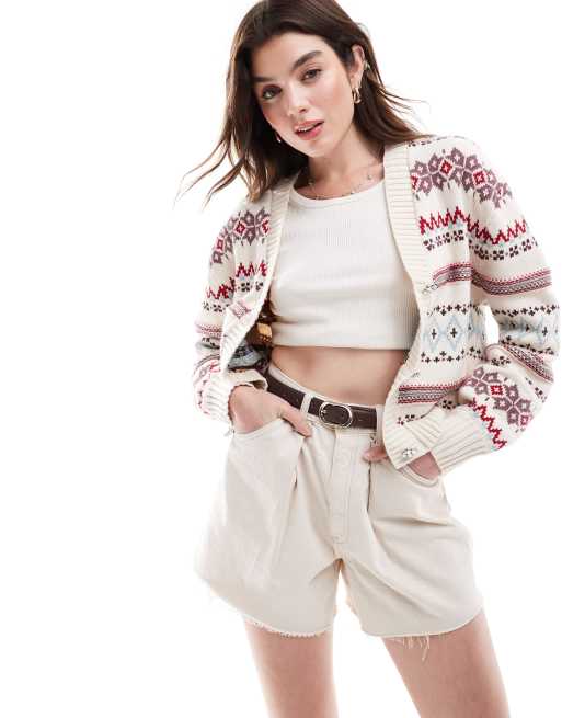 Levi's Gala fair isle knit cardigan in beige