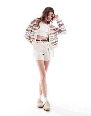 Levi's Womens Levis Gala Fairisle V-neck Cotton-blend Cardigan In Neutral