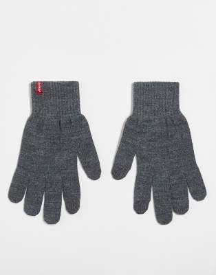 Levi's - Gants tactiles en maille avec étiquette rouge - Gris