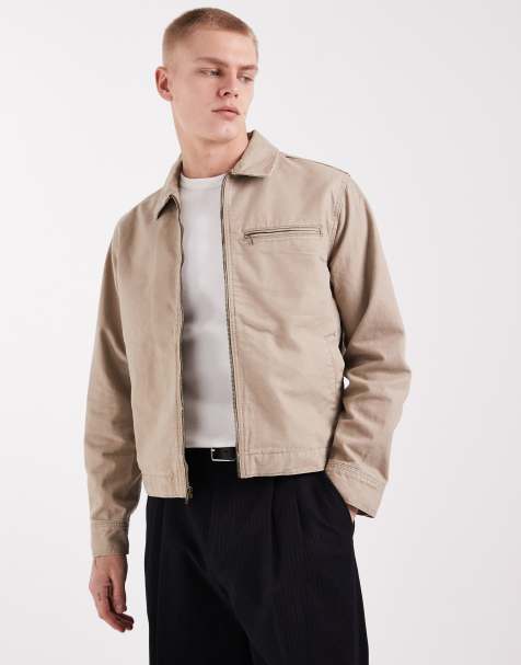 Levi's garage  zip through jacket in stone - view 1