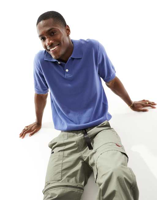 Levi's - Gebreid poloshirt met klein logo in blauw