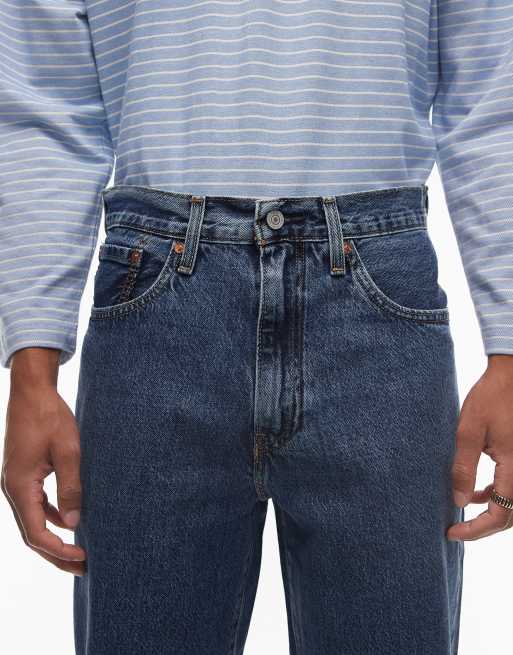 Levi's - Gedraaide 3/4 baggy denim jort in donkere wassing , 5 van 5