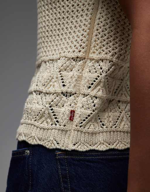 Levi's - Gehaakte gebreide top in ecru, 4 van 4