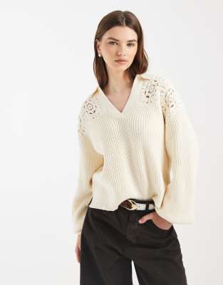 Levi's - Gehäkelter Polo-Pullover in Ecru-Weiß