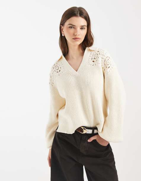 Levi's – Gehäkelter Polo-Pullover in Ecru - view 1