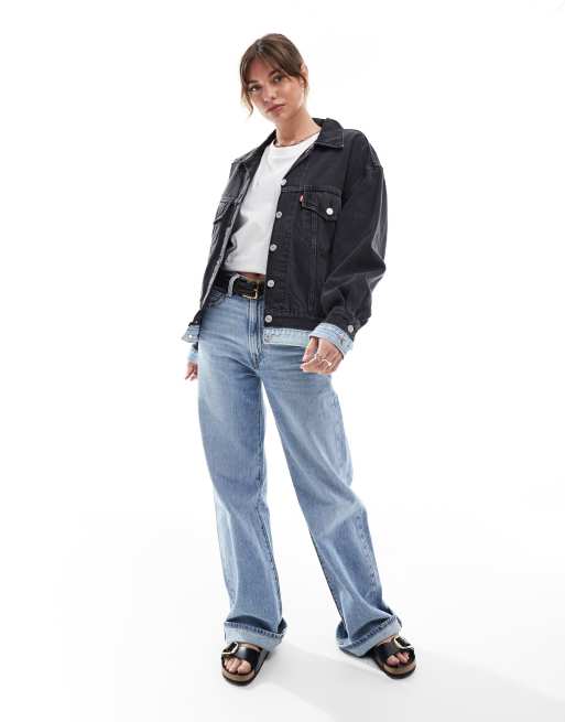 Levi's - Gelaagd denim truckerjack in jaren 90-stijl in zwart, 2 van 4