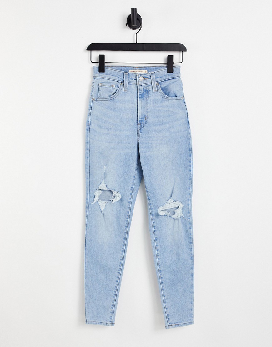 Levi's - Gescheurde mom jeans met hoge taille in lichte wassing-Blauw