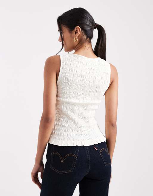 Levi's - Gesmokte top in wit, 2 van 4