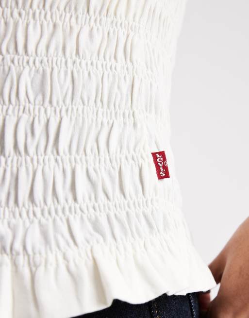 Levi's - Gesmokte top in wit, 4 van 4