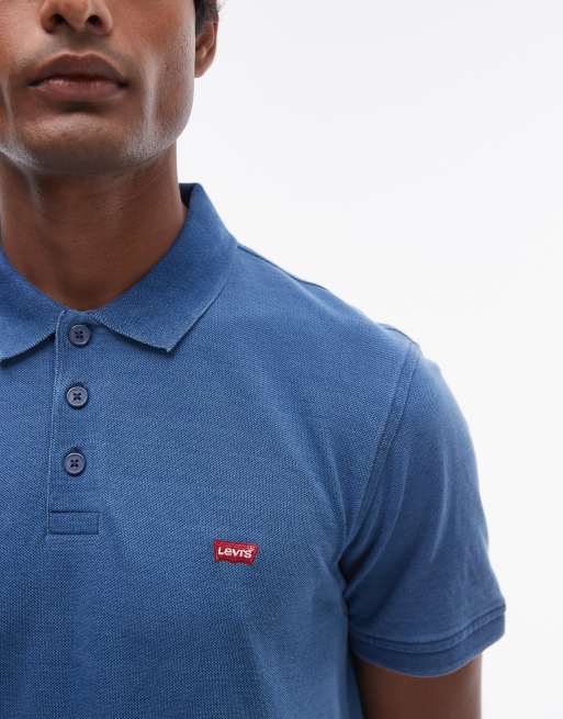 Levi's - Gestreept slim-fit piqué polo met vleermuislogo in marineblauw, 3 van 4
