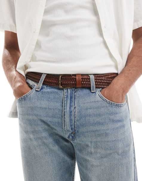 Levi's - Gevlochten leren riem met stretch in bruin - view 1