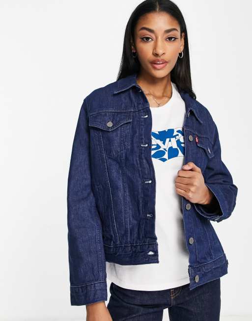 Levi's - Gevoerd denim truckerjack in blauw