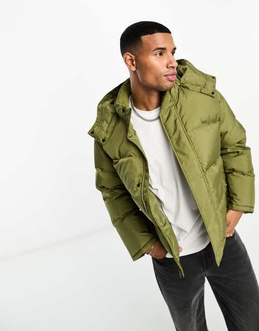 Levi's - Gewatteerd donsjack in olijfgroen met capuchon