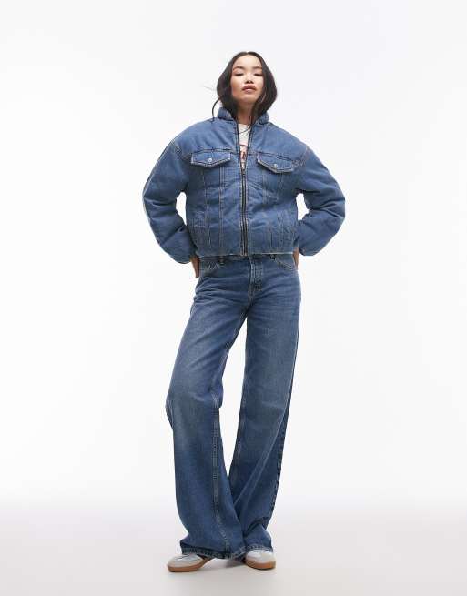 Levi's - Gewatteerd truckerjack van denim in middenblauw, 2 van 4