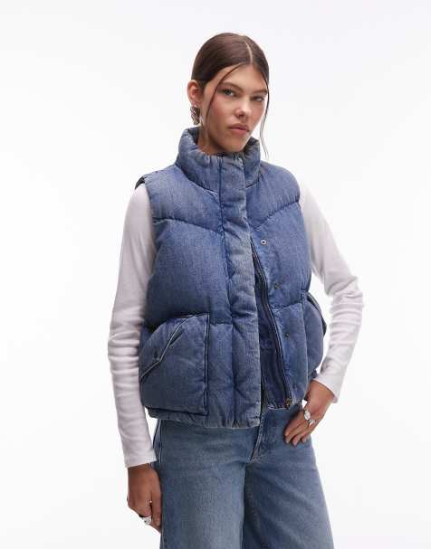 Levi's - Gewatteerde western denim bodywarmer in blauw - view 1