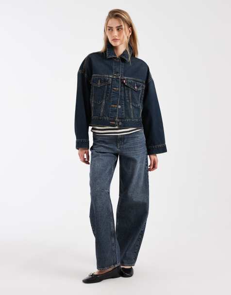 Levi's giacca trucker in denim corta e ampia blu - view 1