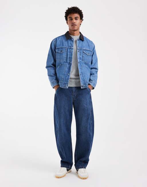 Levi's giacca trucker in denim Munroe con colletto a contrasto blu, 3 di 5