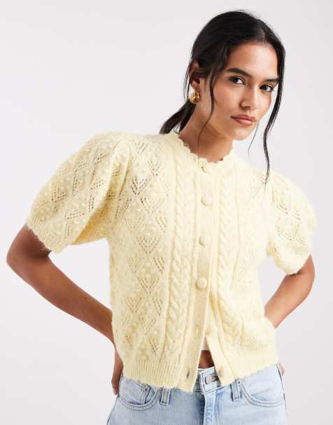 Levi's - Gilet à manches courtes en maille pointelle - Jaune pastel - view 1