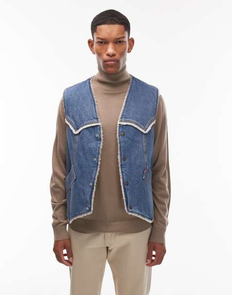 Levi's - Gilet de costume en jean style western avec doublure en sherpa - Délavage moyen - view 1