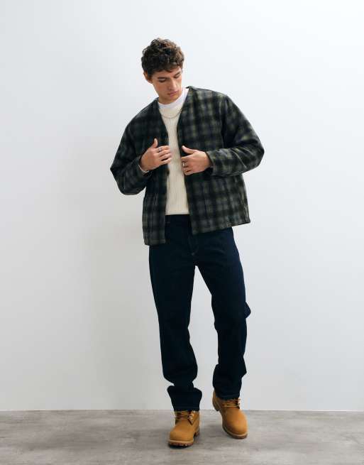 Levi's glen reversible checked button up liner jacket in green, 4 of 5