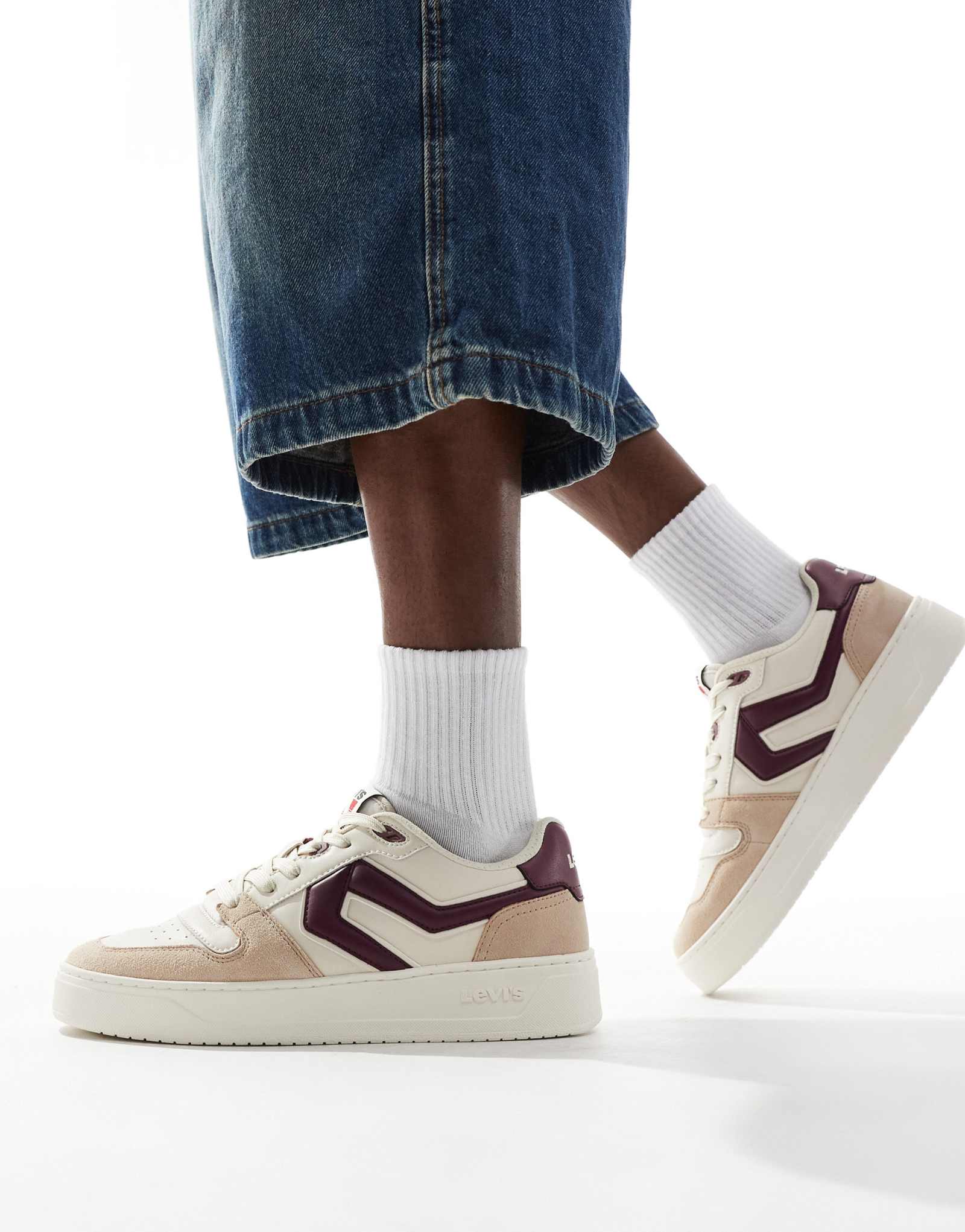 Массивные кроссовки Levi's Glide L с нашивкой-логотипом бежевого и красного цветов