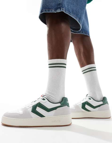 Levi's Glide L chunky trainers with patch logo in white and green - view 1