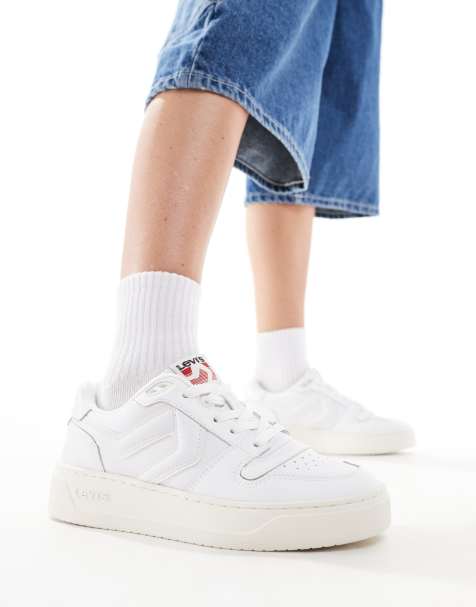Levi's – Glide L – Vita, grova sneakers med påsydd logga - view 1