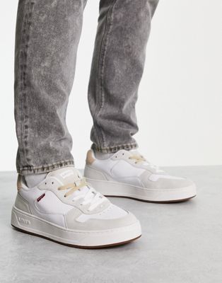Levi's Glide leather trainer in cream suede mix with chunky sole and red  tab logo