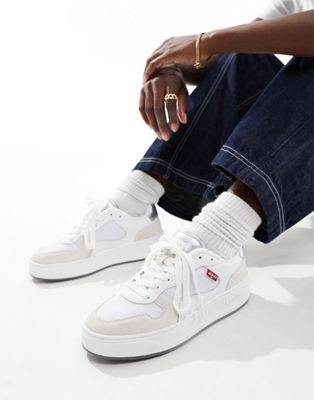 Levi's Glide leather trainer in white cream suede mix with logo