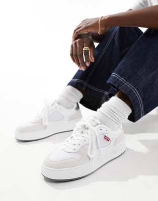 Levi’s Glide leather trainer in white cream suede mix with logo