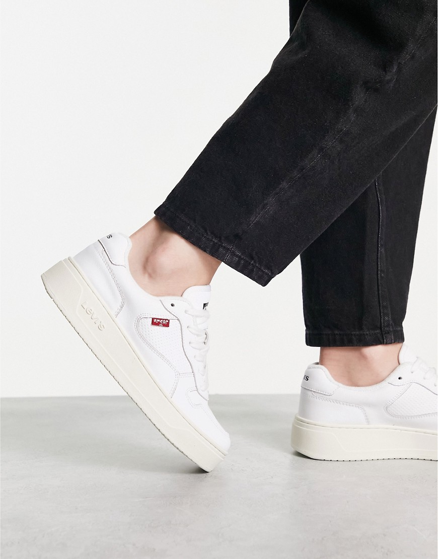 Levi’s Glide leather trainer in white with logo