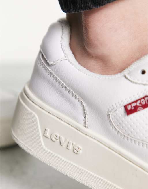 Levi's Glide leather trainer in black with chunky sole and red tab logo