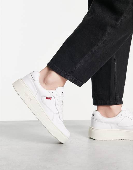 Levi's - Glide - Leren sneakers met logo in wit