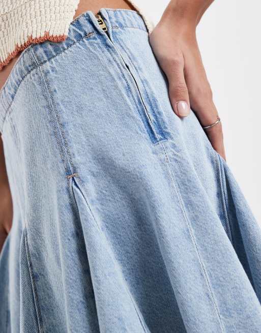 Levi's Godet pleated denim mini skirt in bleach wash, 4 of 5
