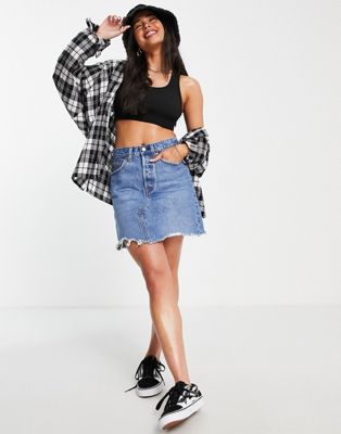 Levi's deconstructed  iconic skirt in mid wash blue - ASOS Price Checker