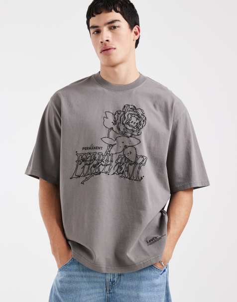 Levi's - Grå oversized T-shirt med grafik - view 1