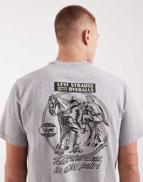 Levi's – Grå t-shirt i avslappnad passform med grafiskt cowboytryck - view 1