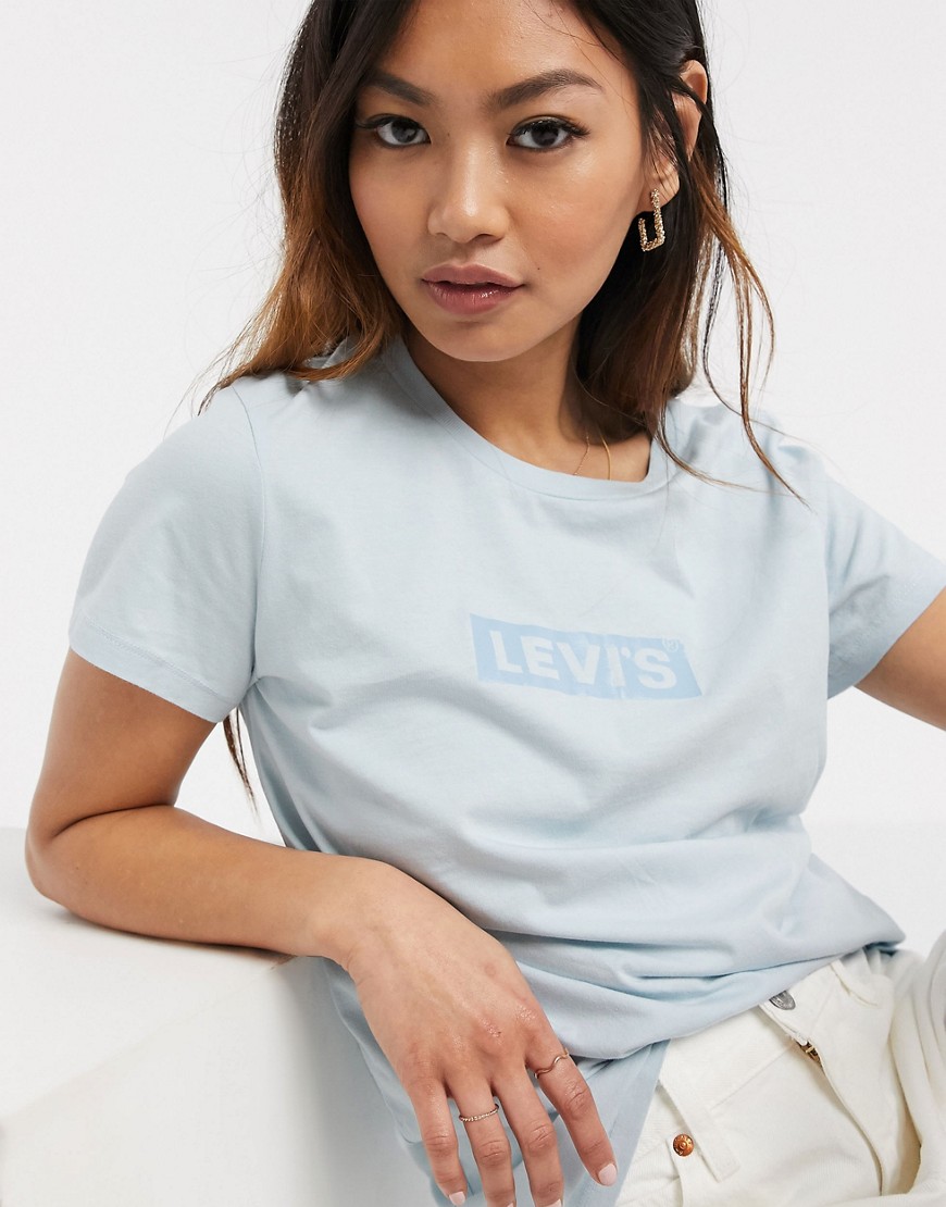Levi's – Grå t-shirt med fyrkantig logga-Blå