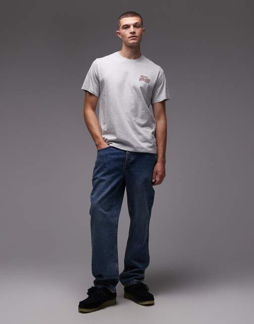 Levi's – Gråmelerad, avslappnad t-shirt med Worn by cowboys-tryck baktill, 2 av 5