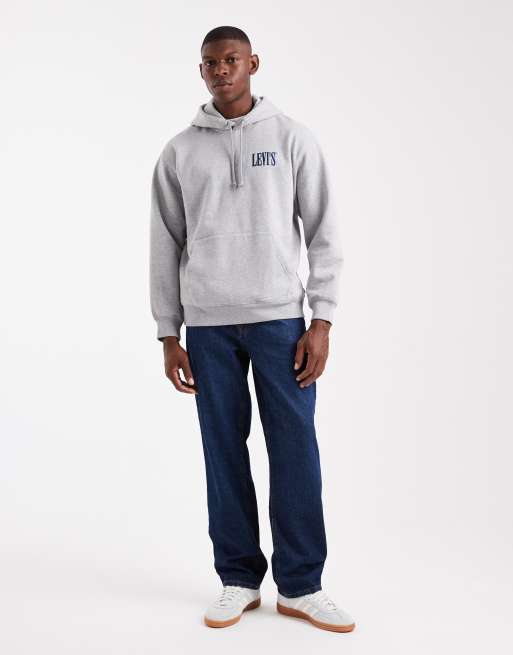 Levi's – Gråmelerad huvtröja i relaxed fit med logga och cowboytryck baktill, 2 av 5