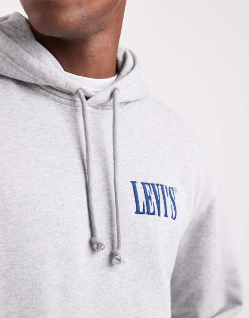 Levi's – Gråmelerad huvtröja i relaxed fit med logga och cowboytryck baktill, 4 av 5