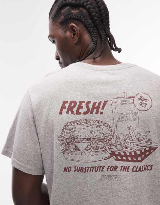 Levi's – Gråmelerad t-shirt med hamburgare och pommes frites-tryck, 5 av 5