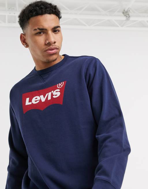 Levi's – Granatowa bluza z okrągłym dekoltem i logo, 3 z 4