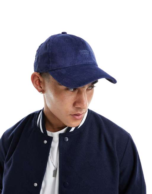 Levi's – Granatowa sztruksowa czapka z daszkiem i logo, 4 z 4