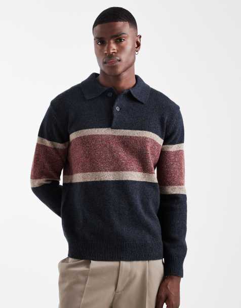 Levi's redwood chest stripe rugby knit jumper in navy marl