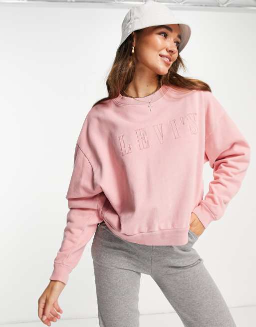 Levi s graphic diana crew neck sweatshirt with serif outline logo in blush